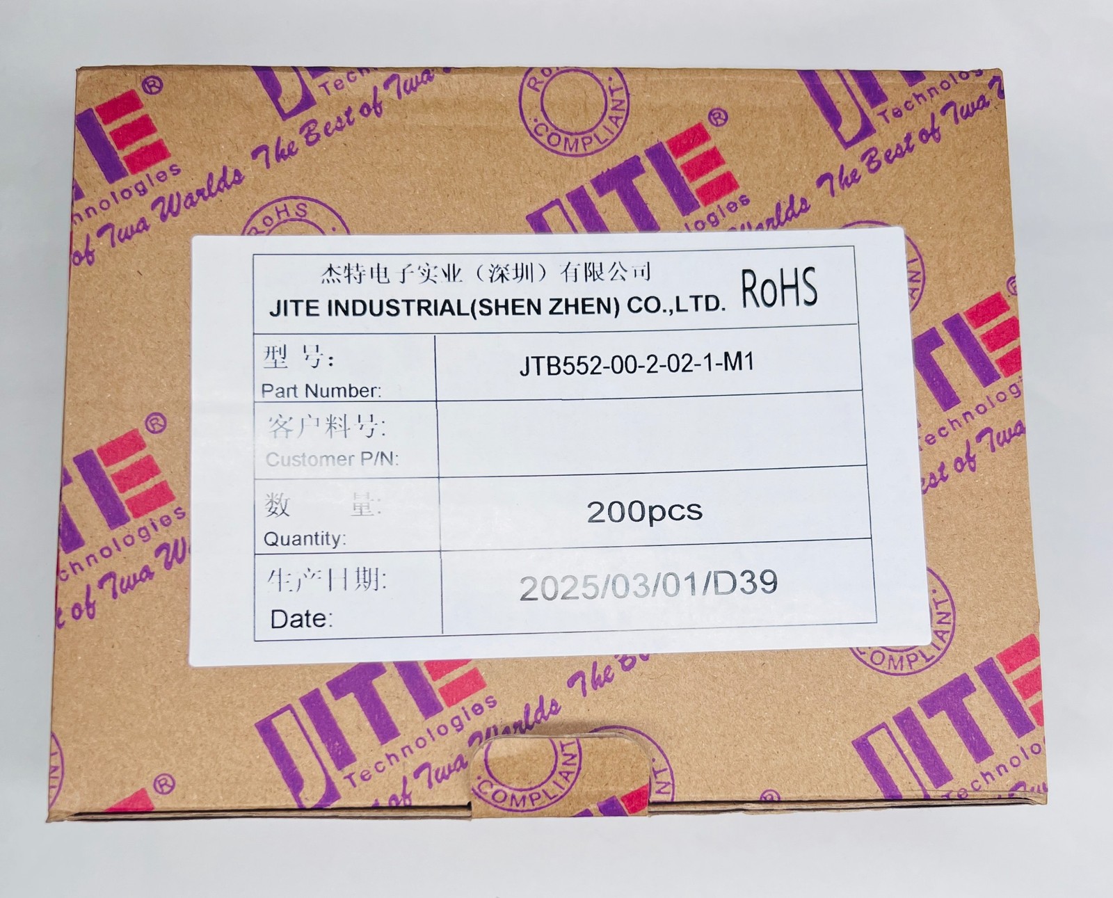 JITE JTB552-00-2-02-1-M1 Euro Terminal Block 2 Conductor .325 PCB Screw 400 Each