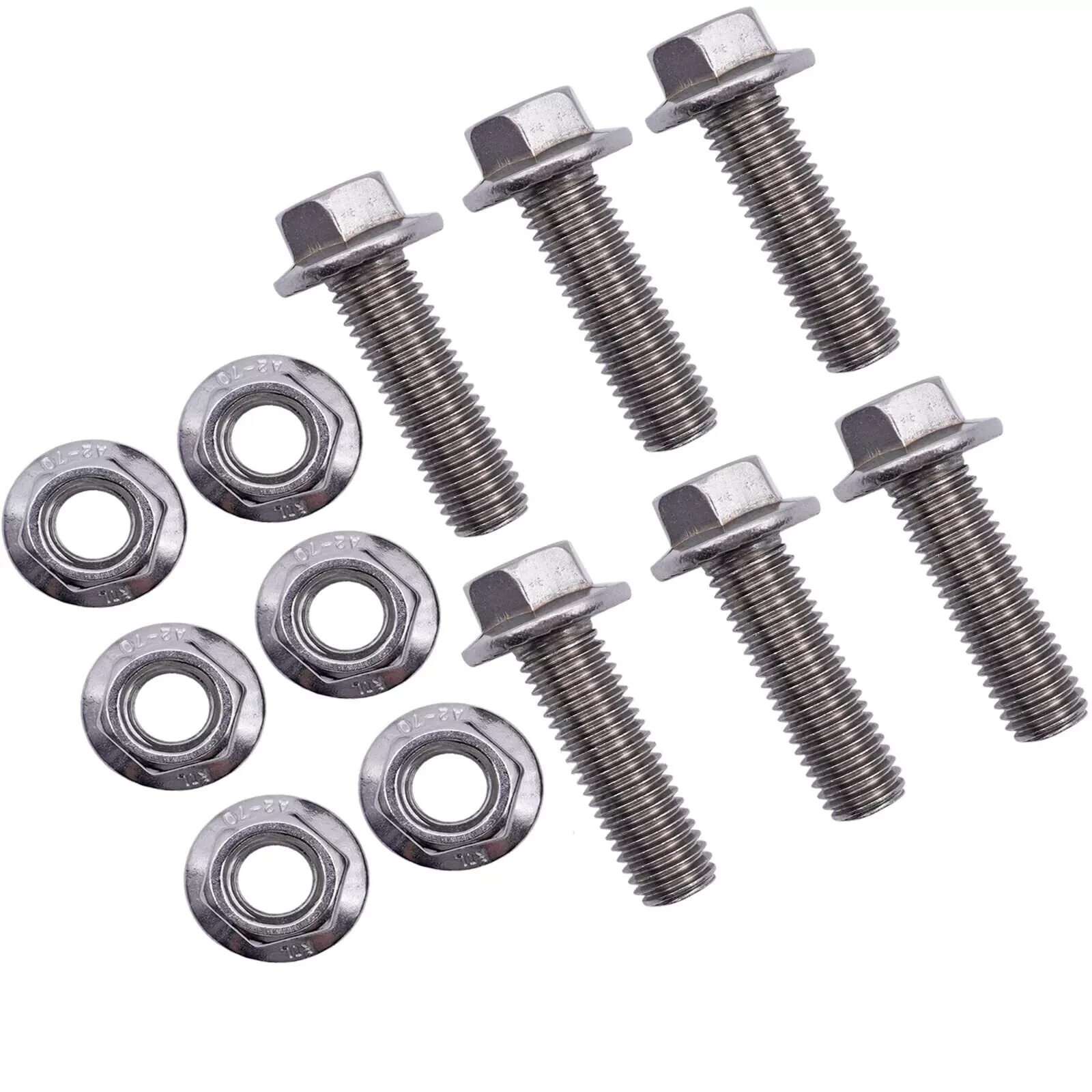 6x M10x1.5 Exhaust Manifold Flange Bolts & Nuts | High-Strength Steel | Turbo /