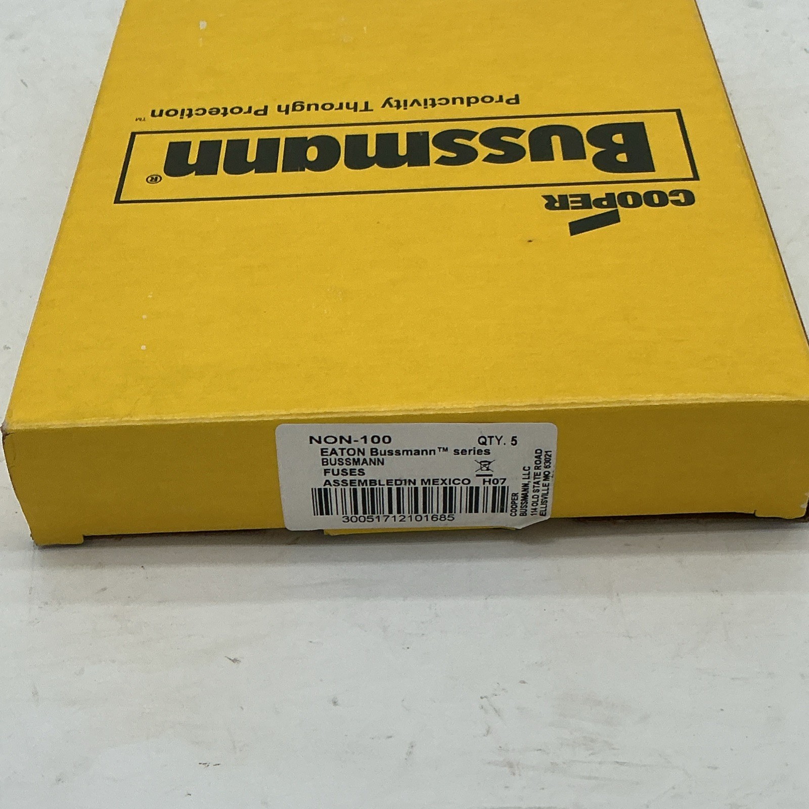 Lot of 5 Bussman NON-100 One Time Buss Fuses Class H 100A 250V