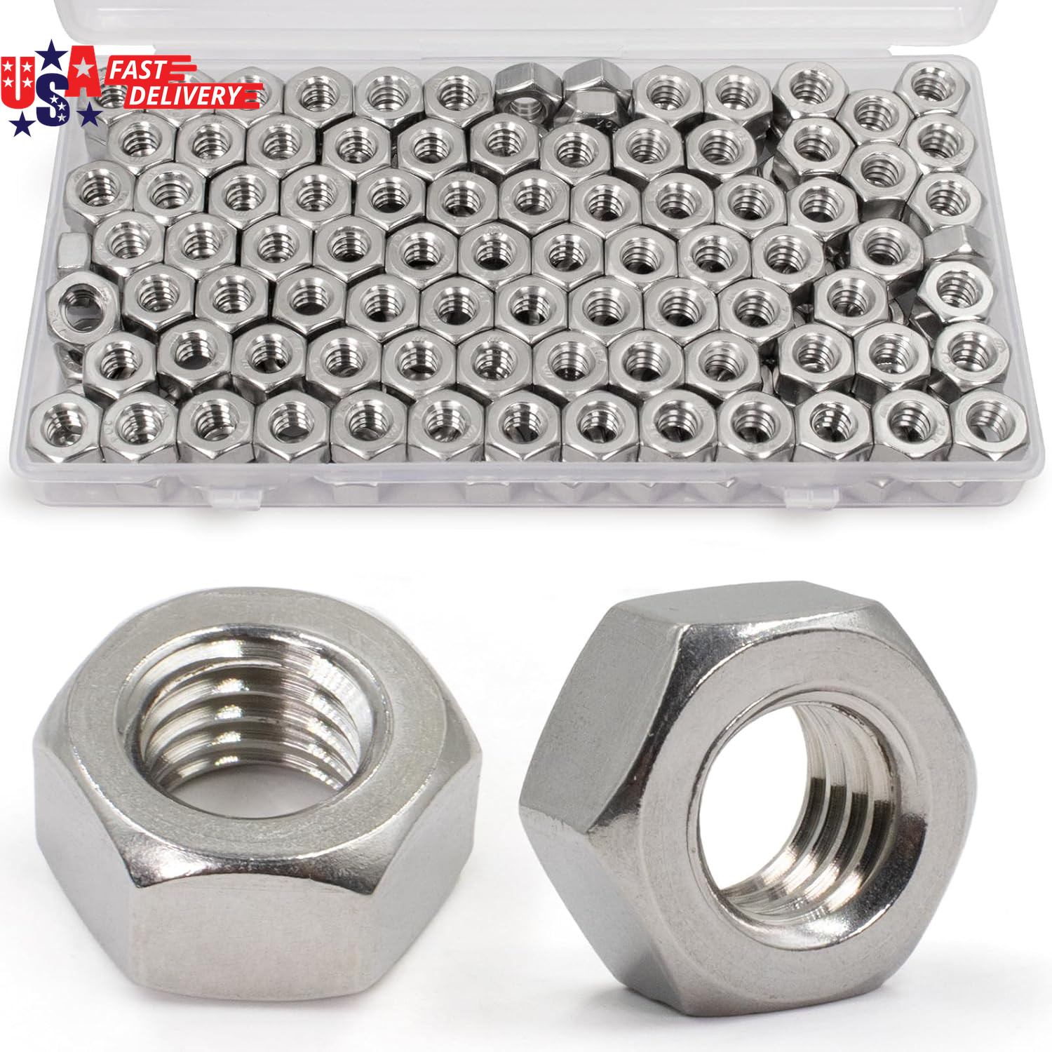 5/16″-18 Hex Nuts,90 Pack 304 (A2-70) Stainless Steel Hardware Nuts,Standard Inc