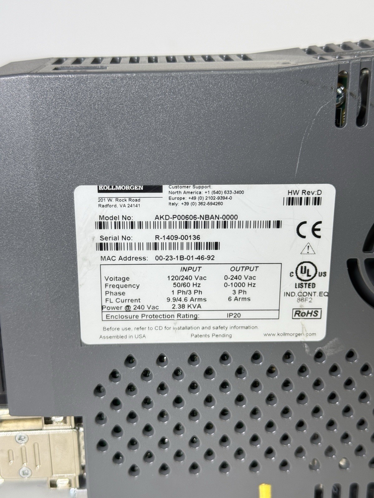 Kollmorgen AKD-B00606-NBAN-0000 Servo Drive