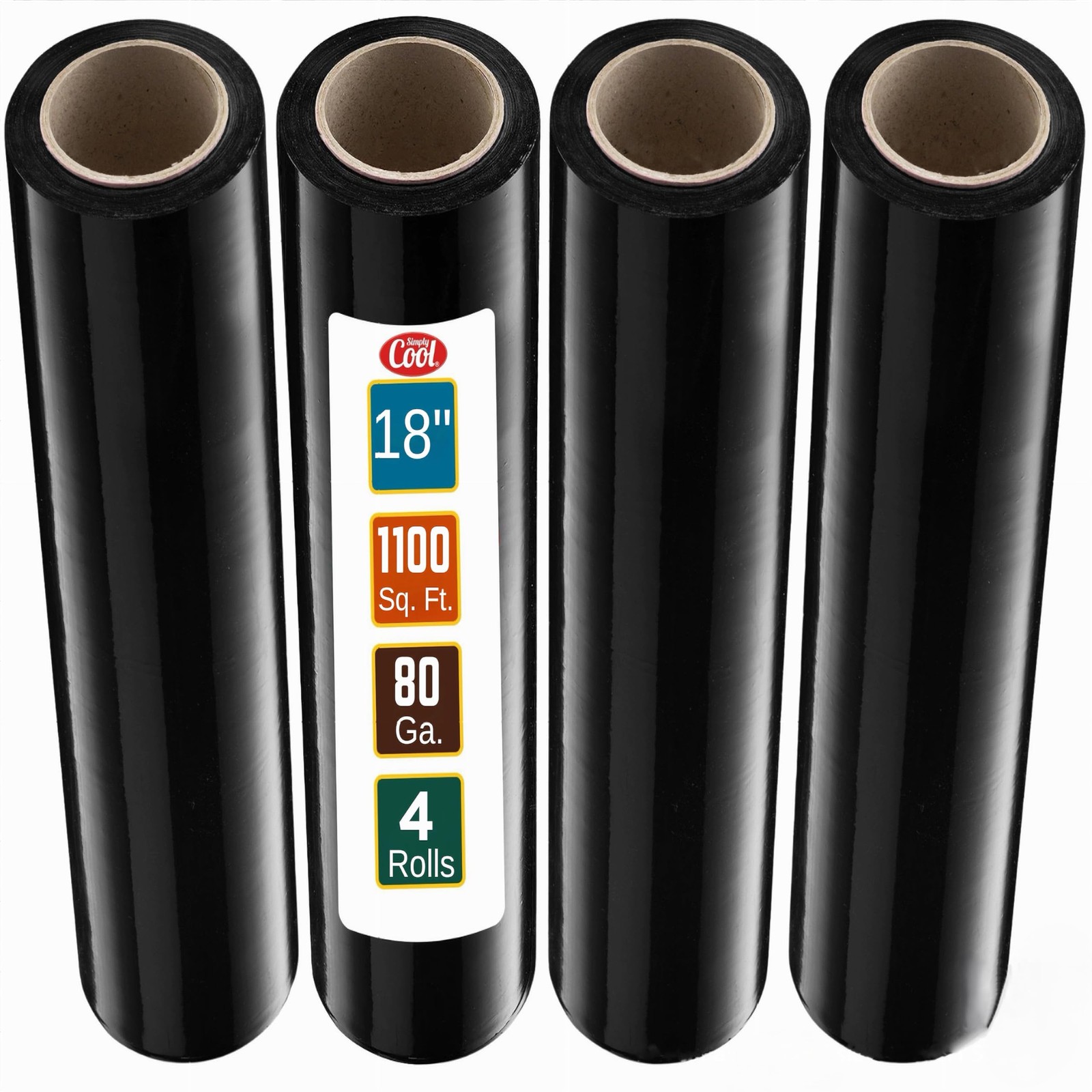 Black Stretch Wrap Industrial Strength Extra Thick 4 Pack 18 1100 SqFt 80 Gauge
