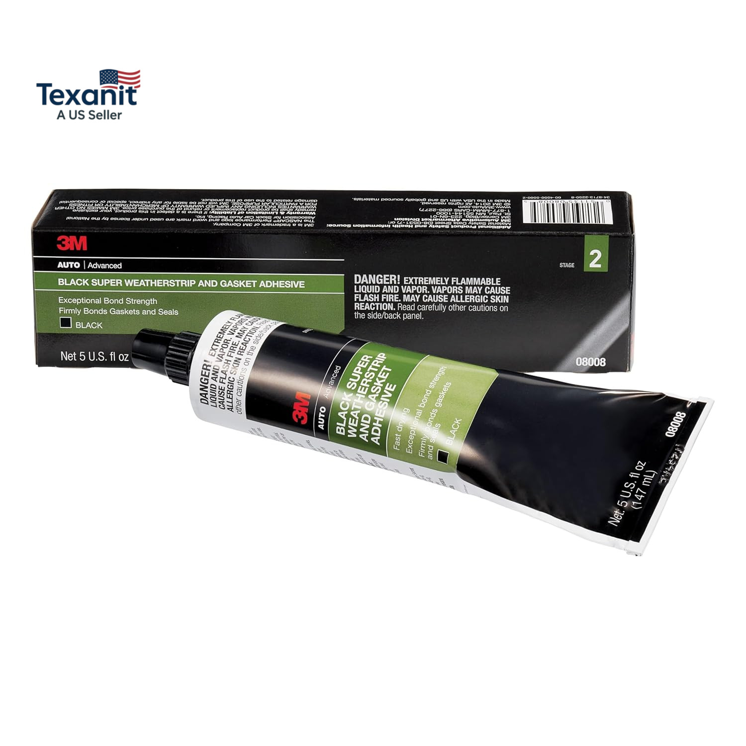 Black Super Weatherstrip and Gasket Adhesive, 08008, 5 Fl Oz, 1 per Pack