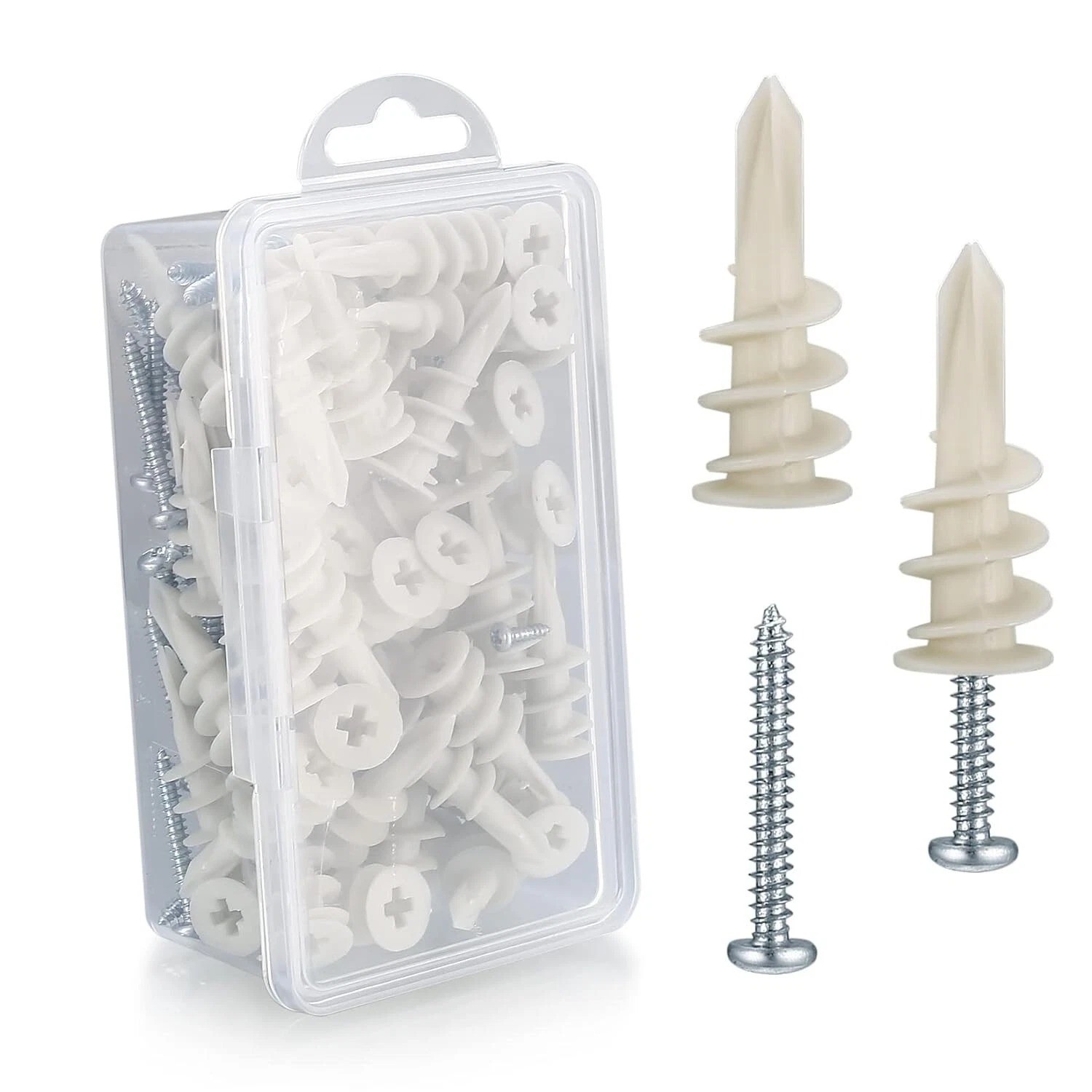 104 Pcs Wall Sheetrock Anchors And Screws Drywall Drilling Hanging And Mounting