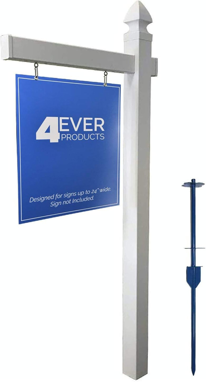 Vinyl PVC Real Estate Sign Post – White – 6′ Tall Post