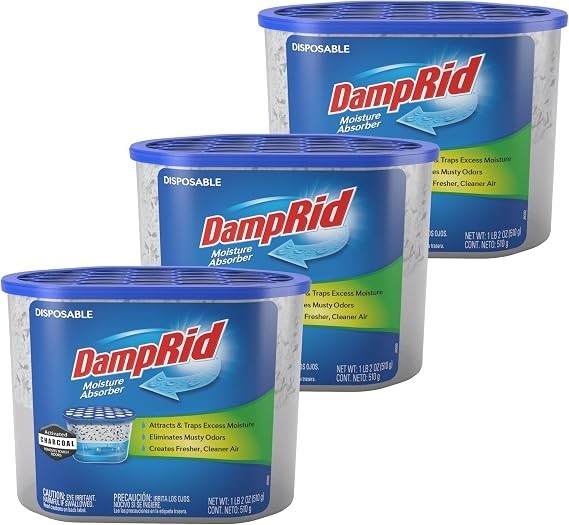Damprid Fragrance Free Disposable Moisture Absorber w/ Charcoal, 18 Oz, 3 Pack