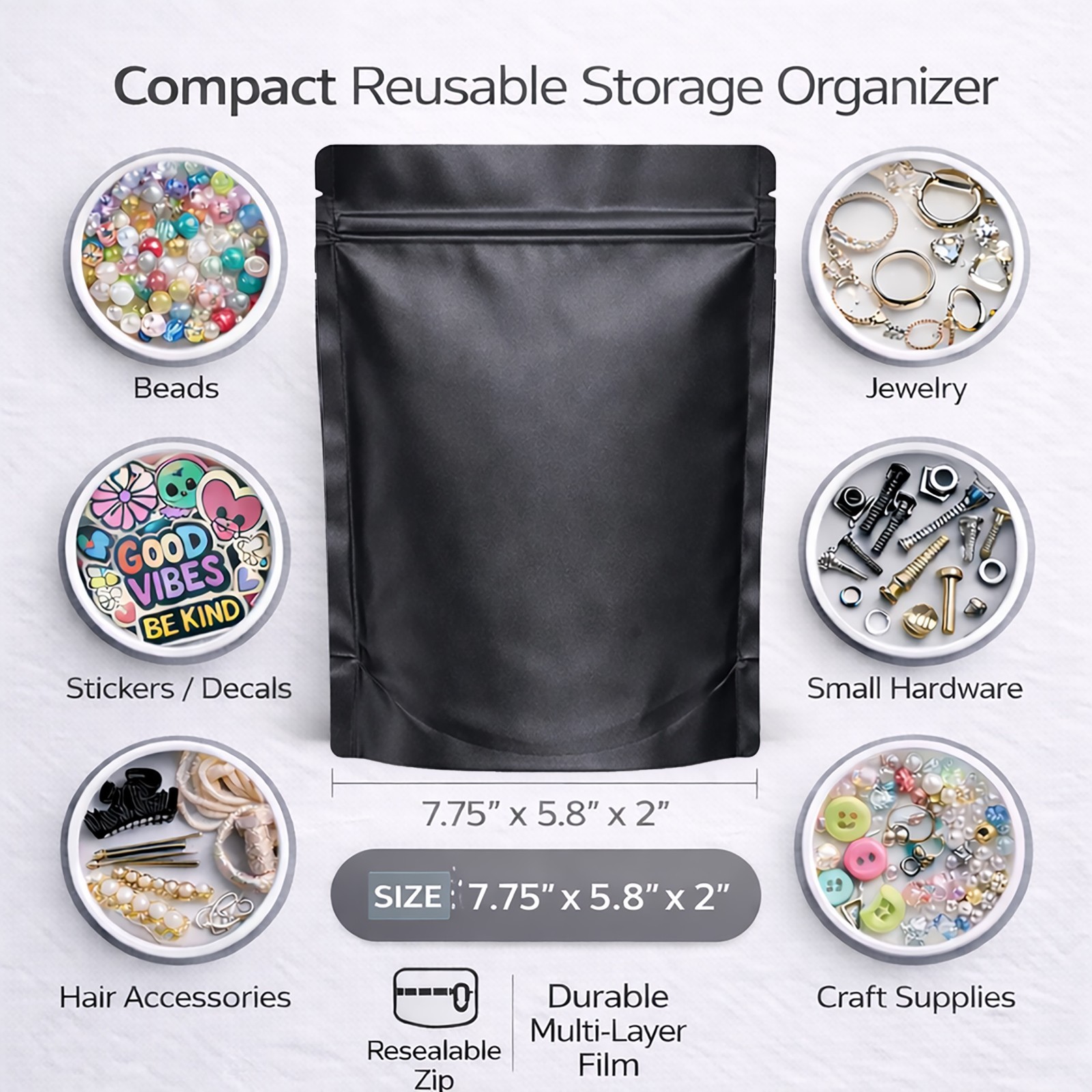 50 Pack 28g Mylar Bags Assorted Designs Smell Proof 1oz Resealable Zip Pouches