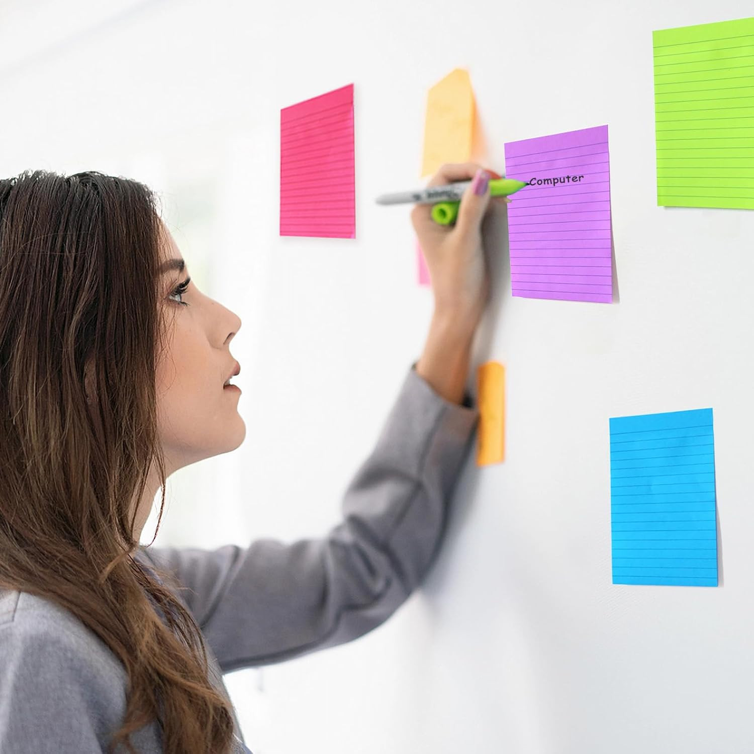 9 Pack Lined Sticky Notes 4X6 in Post Sticky Notes with Lines, 9 Bright Colors S