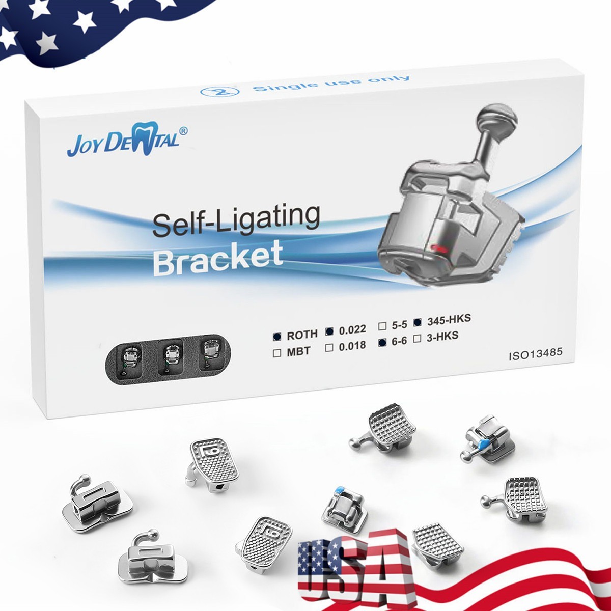 AZDENT Dental Orthodontic Self Ligating Bracket Mini Roth.022 Hooks 345