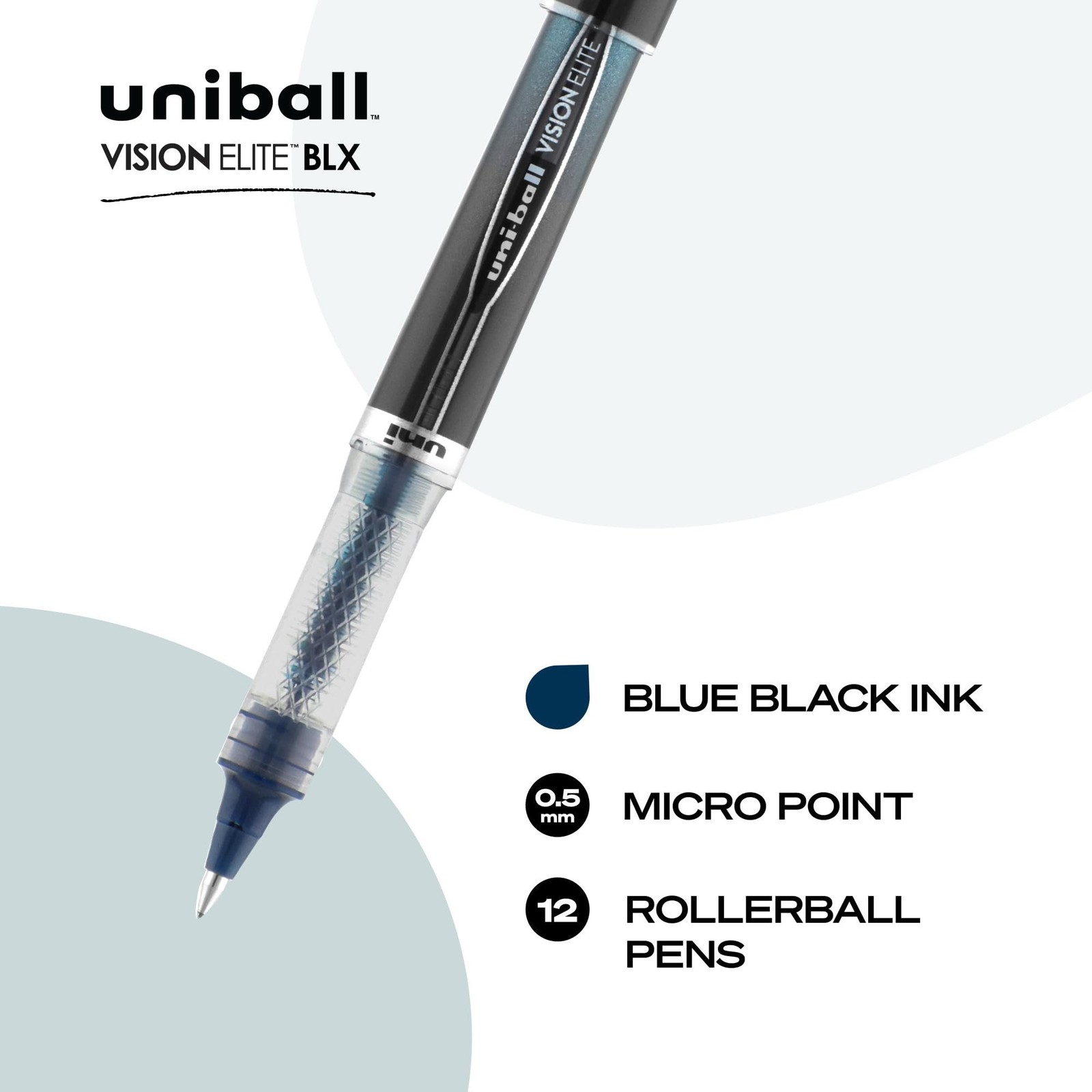 uni-ball Vision Elite BLX Infusion Rollerball Pens Fine Point Micro Tip, 0.5m…
