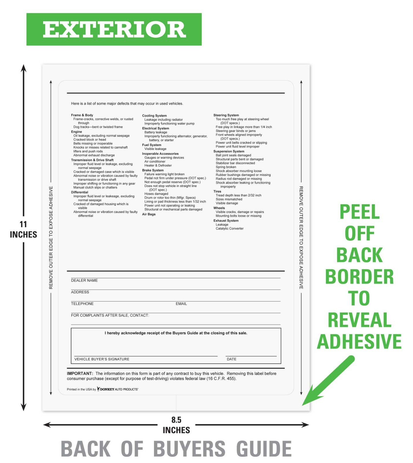 Outdoor Buyers Guides – As Is / Warranty – Stick To Outside Of Window (100 Pack)