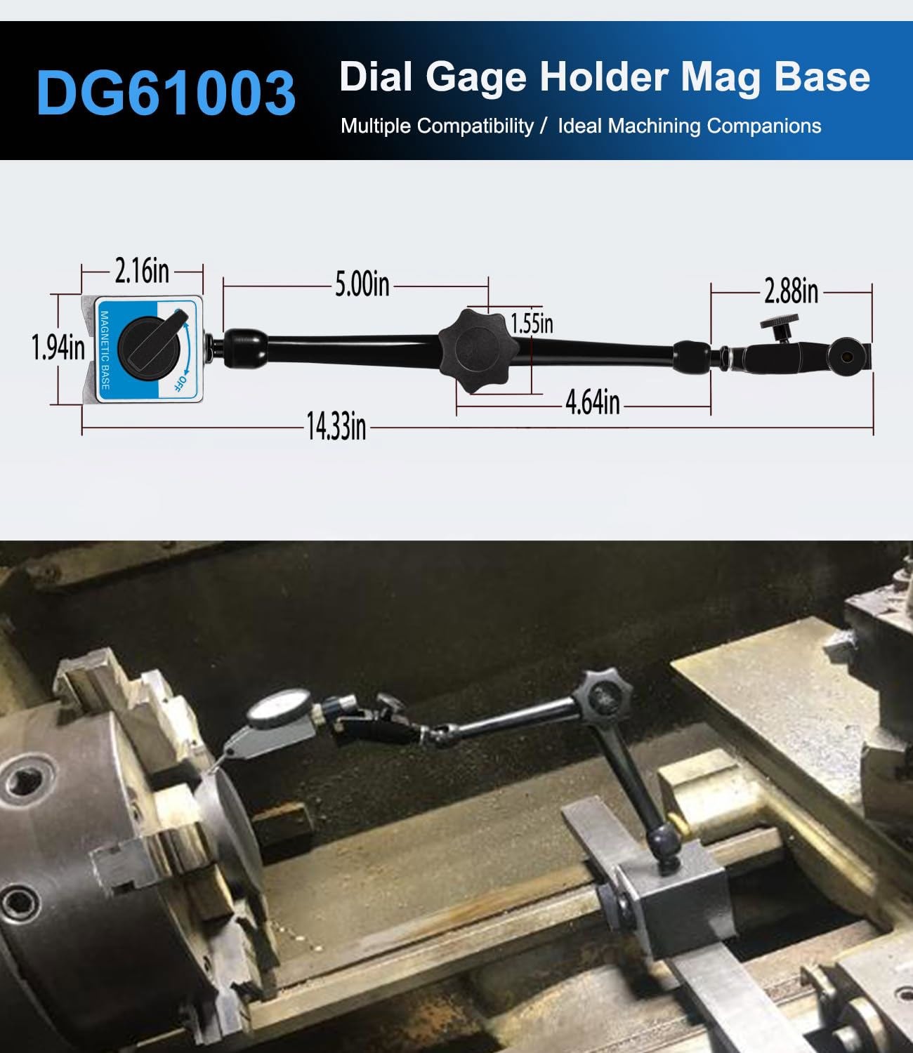Replace for Noga Upgrade Version DG61003 Regular Duty Dial Gage Holder Mag Base