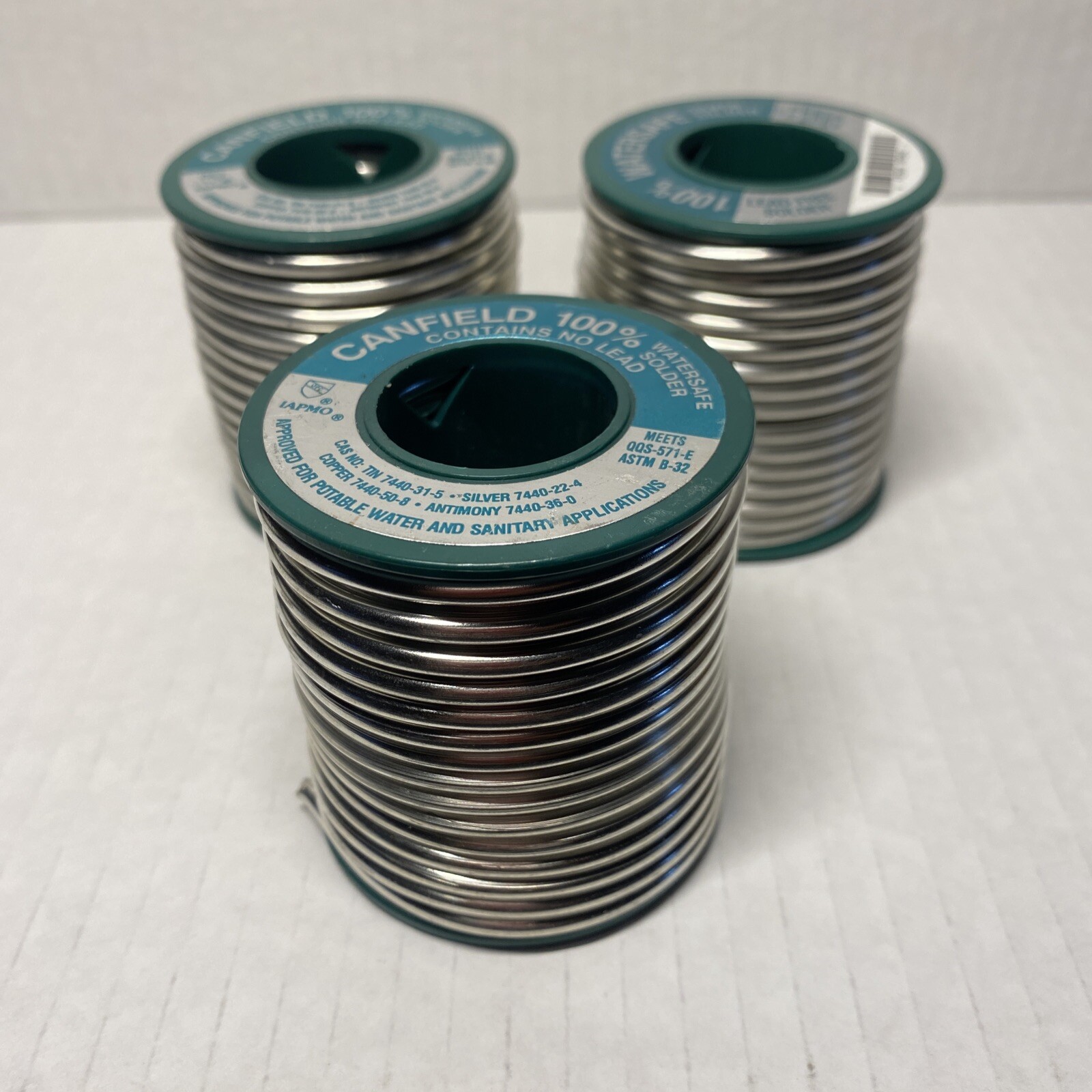 Spool Canfield 100% Watersafe Lead Free .125in Dia. Silver Solder Lot Of 3 New