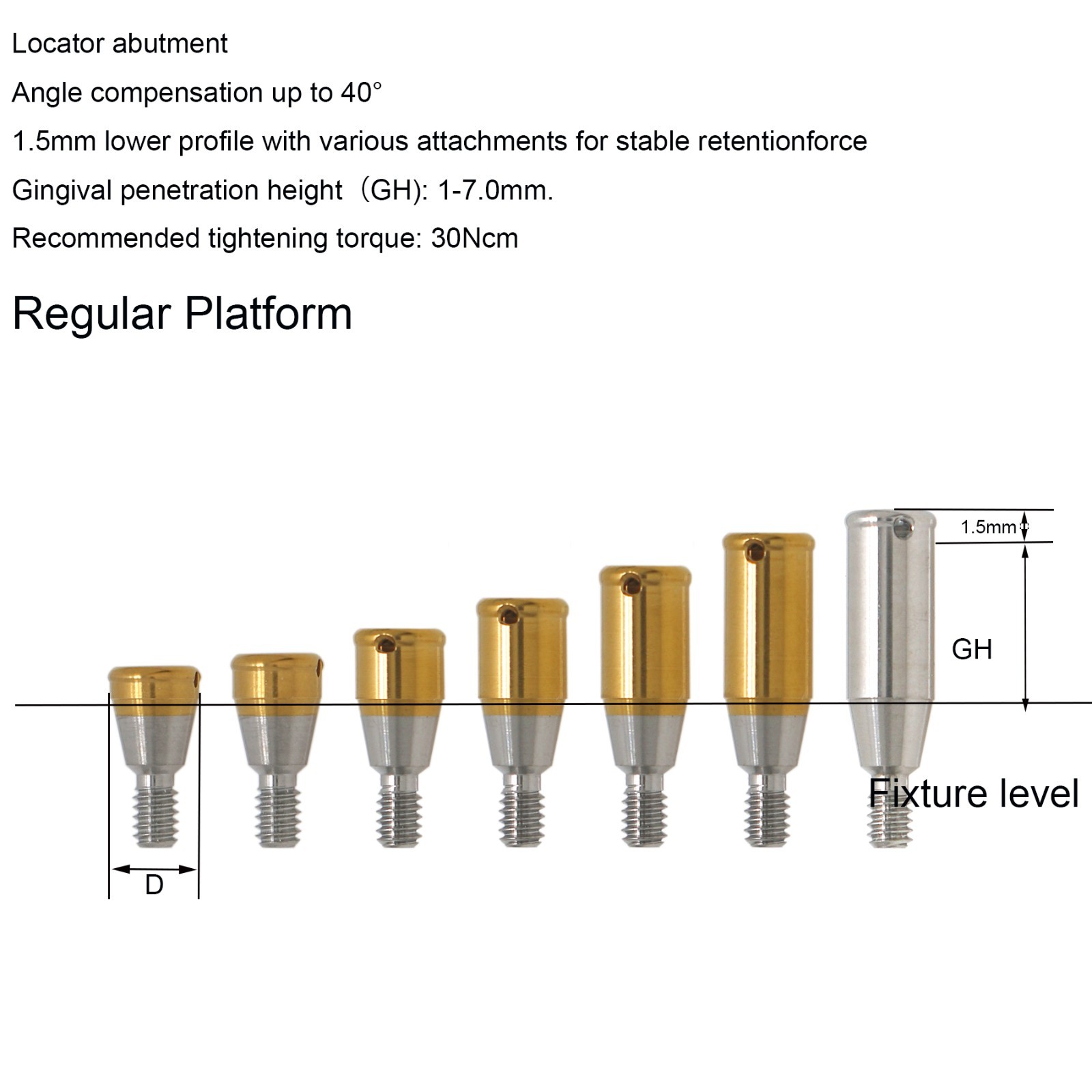 Dental DIO UFII Regular Straight Healing Abutment Impression Coping Zest locator