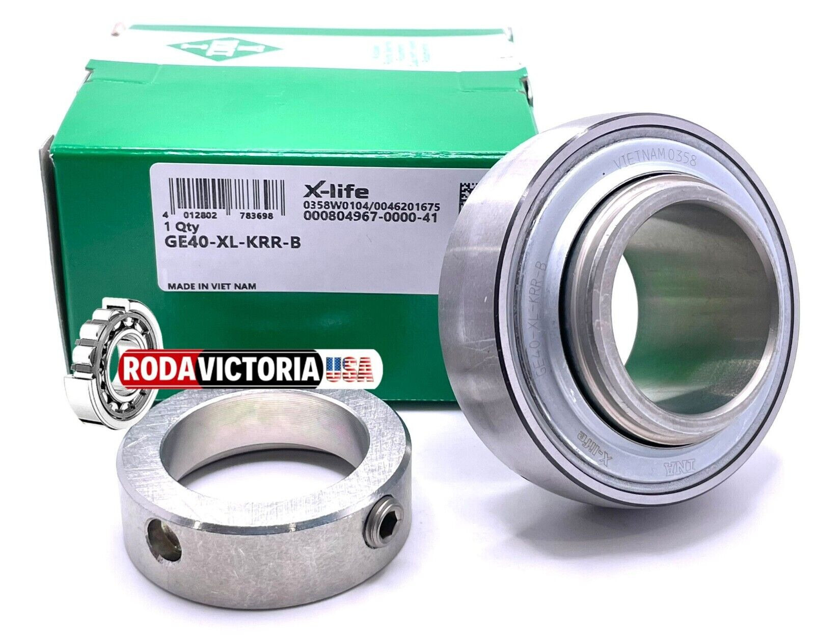 INA GE40KRRB Ball Bearing Insert/Collar, 40mm Bore (YEL208-2F, INSSXR40M,Timken