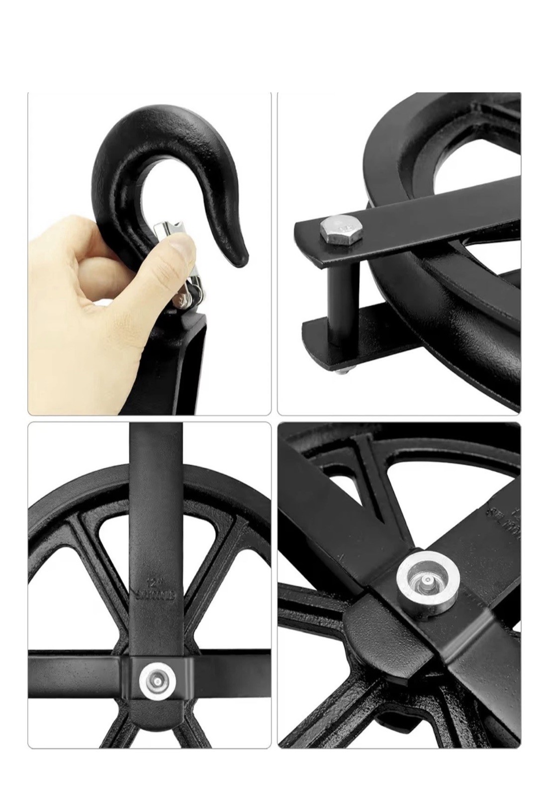 Scaffolding Hoist 12″ Pulley Heavy Duty 1000 Lbs Ladder Hook Safe Lift