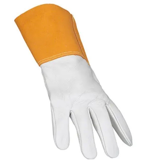 12 Pairs Top Grain Kidskin Unlined TIG Welding Gloves Premium 24CM Yellow/White