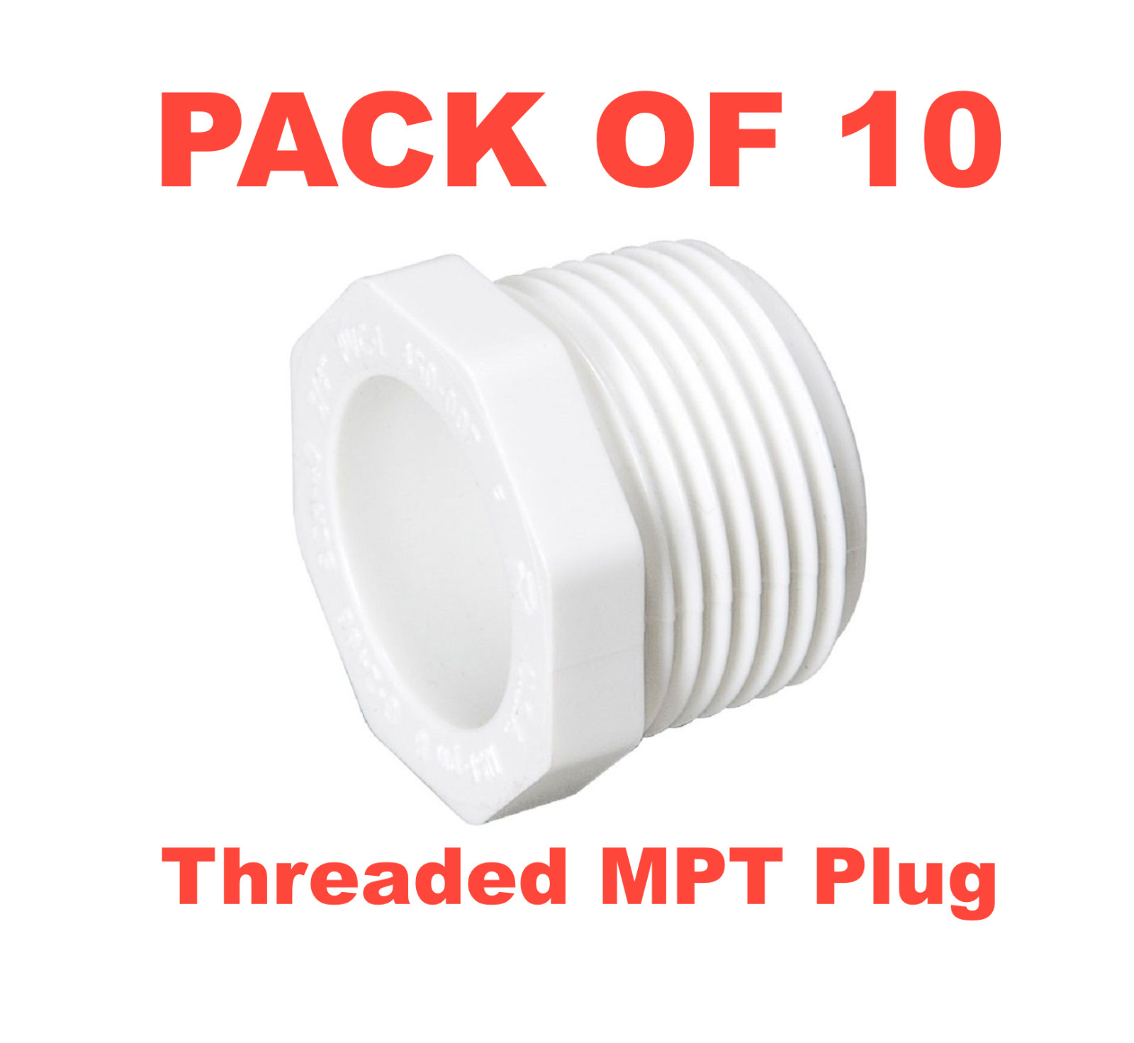 NEW – 3/4″ PVC Schedule 40 Pressure Fitting – Threaded MPT Plug – MADE IN USA