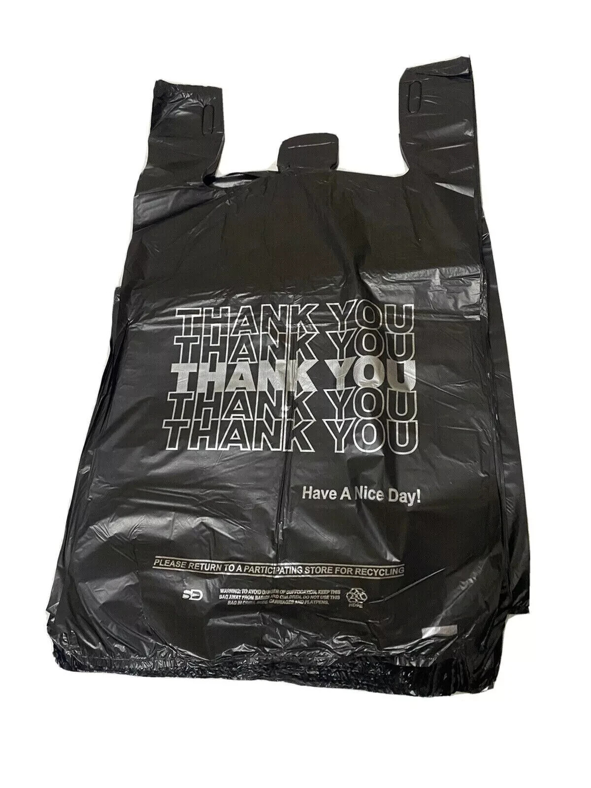 NEW 50 ct PLASTIC SHOPPING BAGS T-SHIRT TYPE, GROCERY BLACK SMALL SIZE BAGS