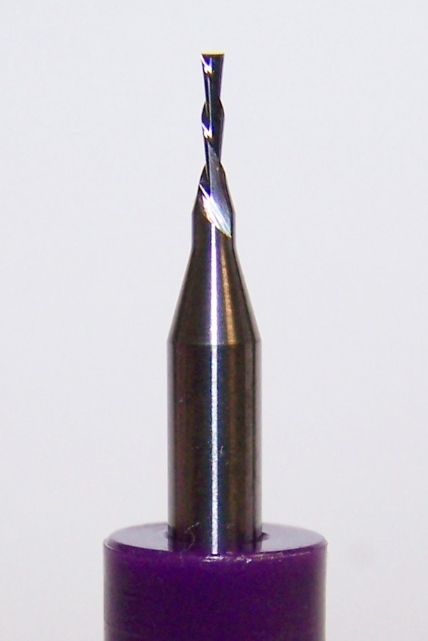 0.80mm (.0315″) CARBIDE END MILLS, 2 FLUTE SOFT PLASTIC – DOWN CUT 1650Q0315F120