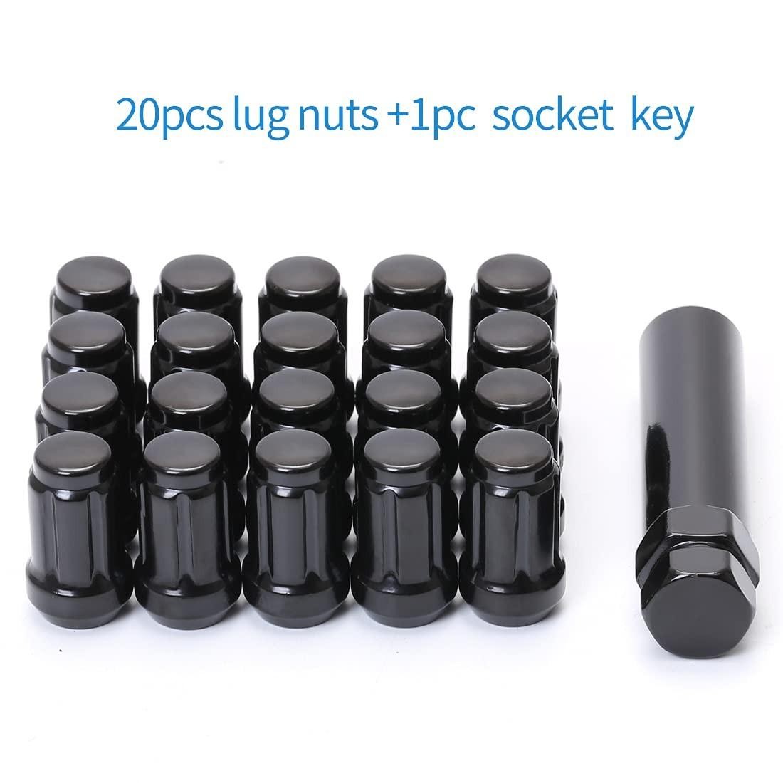 Acorn M12x1.5 Black Spline Lug Nuts – Set of 20, 12mm X 1.5 X 35mm,