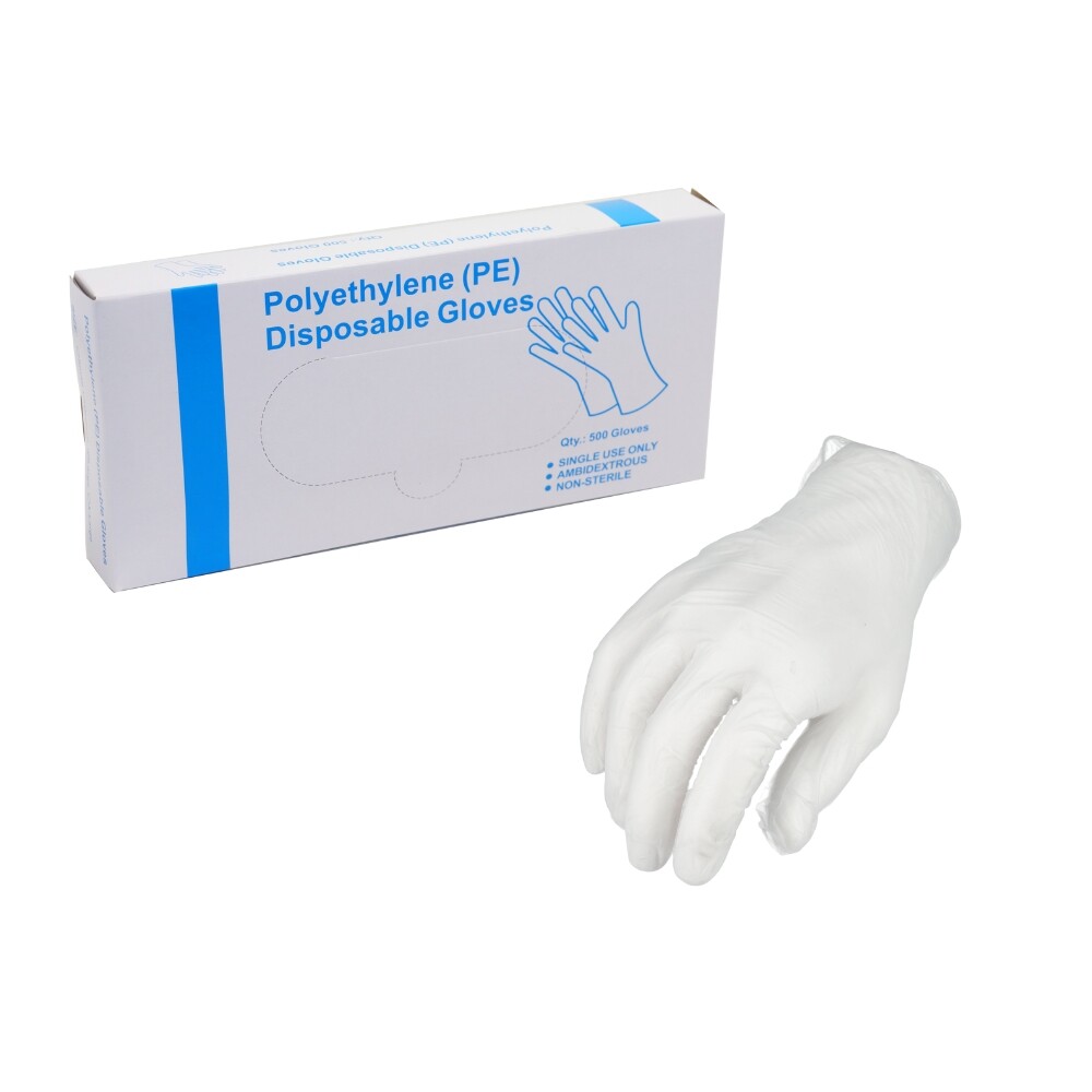 10000 Pieces, X-Large 1.5 mil HDPE Food Service Gloves Clear Polyethylene