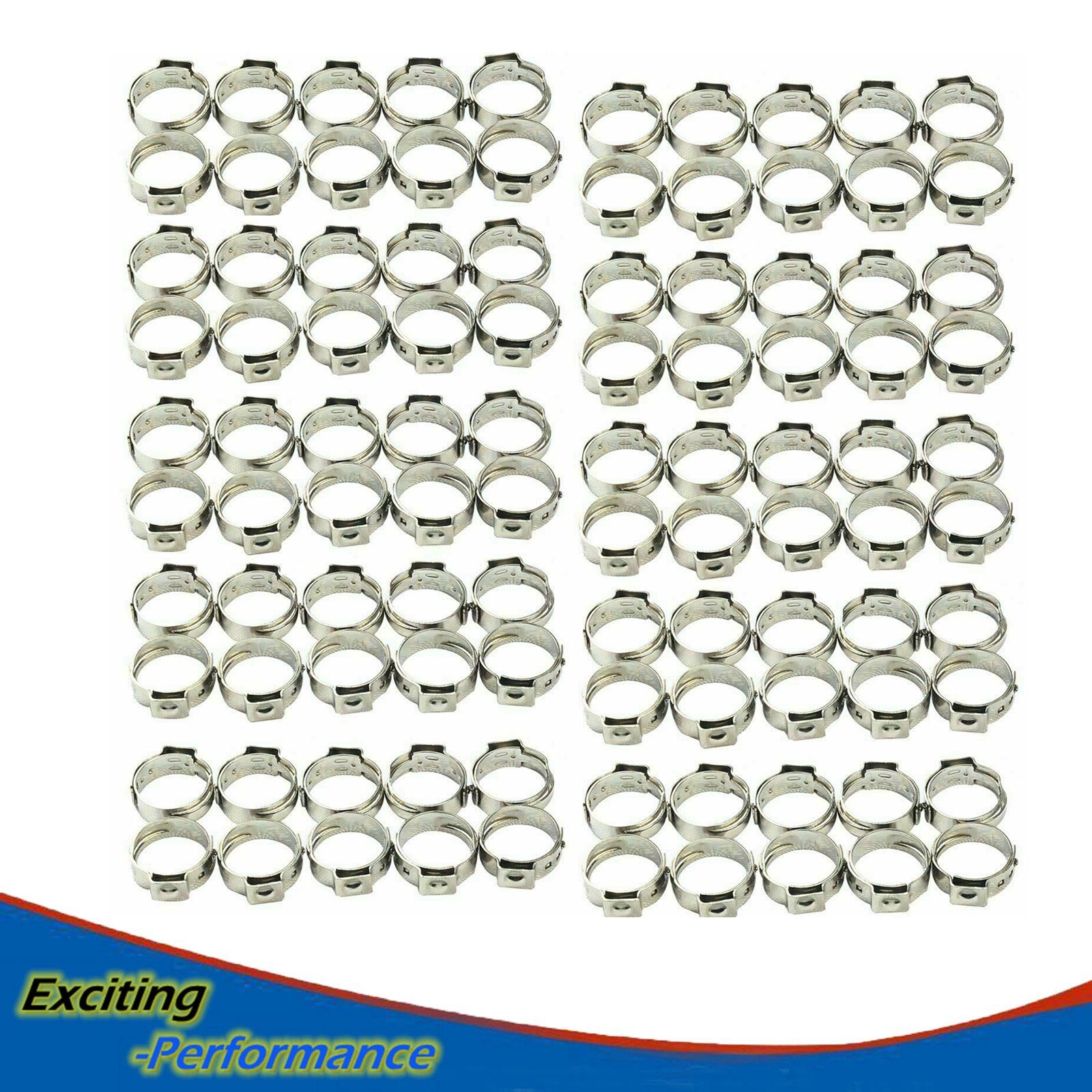 100 Pieces Stainless Steel 1/2″ PEX Ear Clamp Cinch Rings Crimp Pinch Fitting