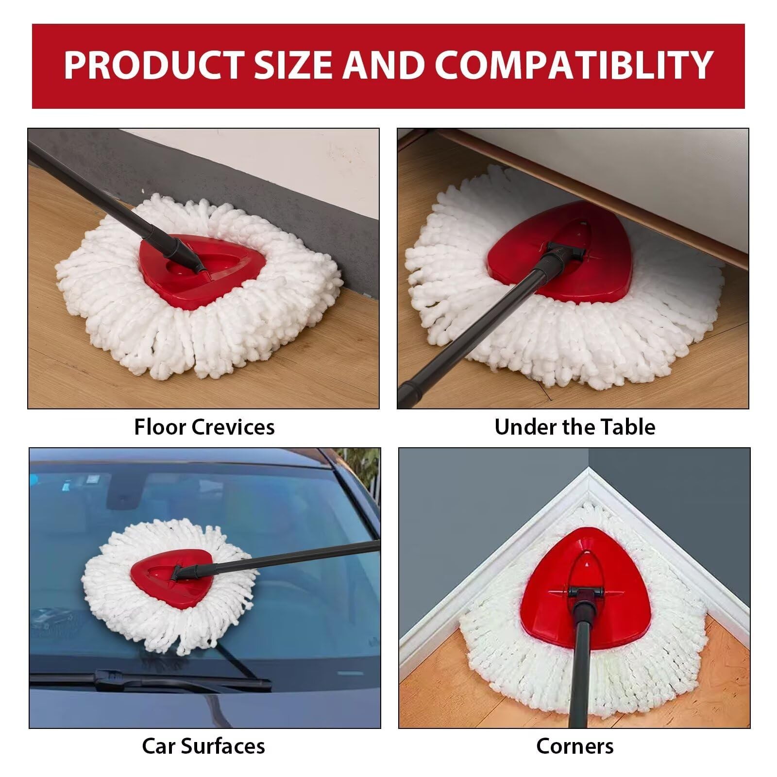 4-Pack Mop Replacement Heads for Ocedar 4 Count (Pack of 1), White