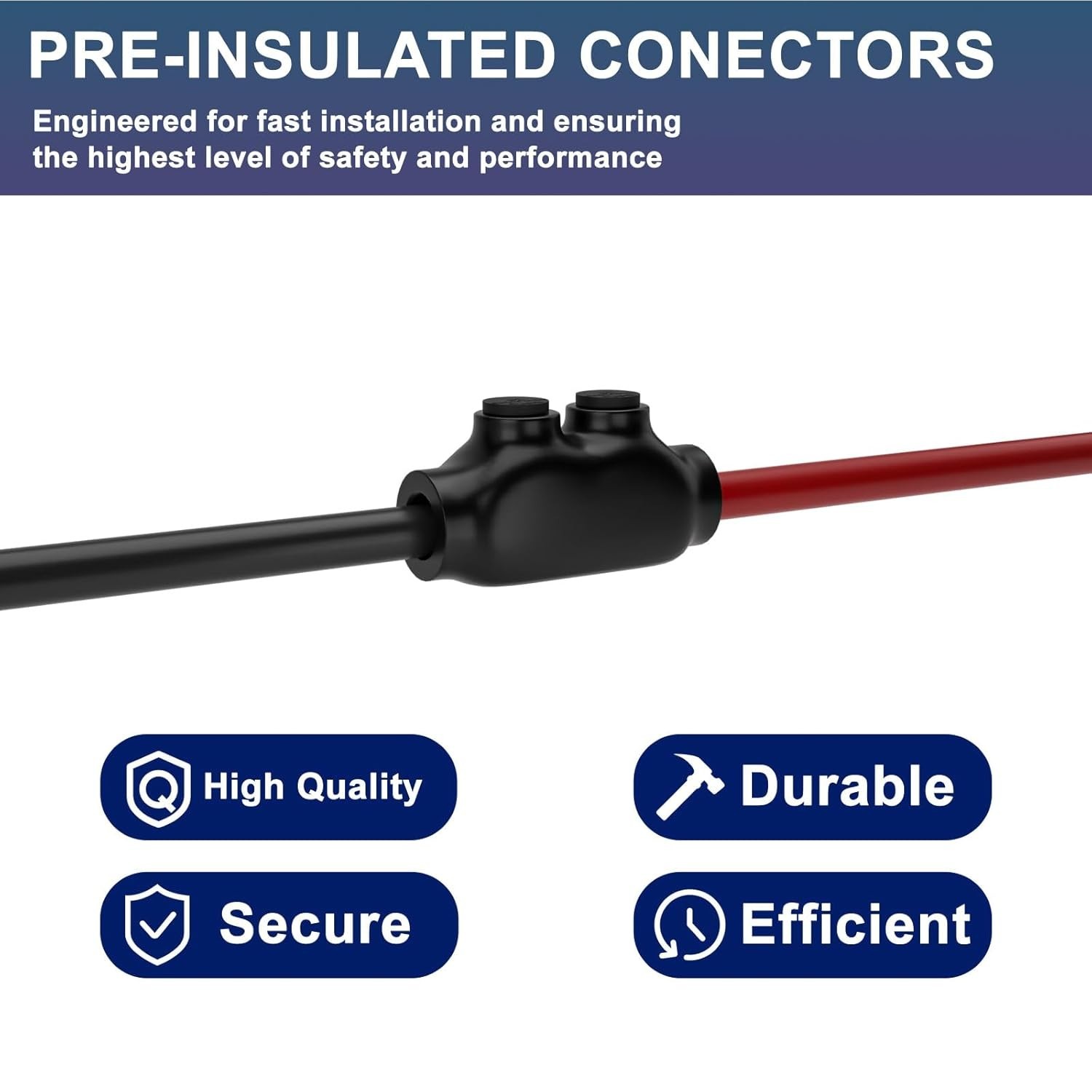 5Pack 2 Port Insulated Wire Connectors Black Splice Connector 2-14 AWG UL Listed