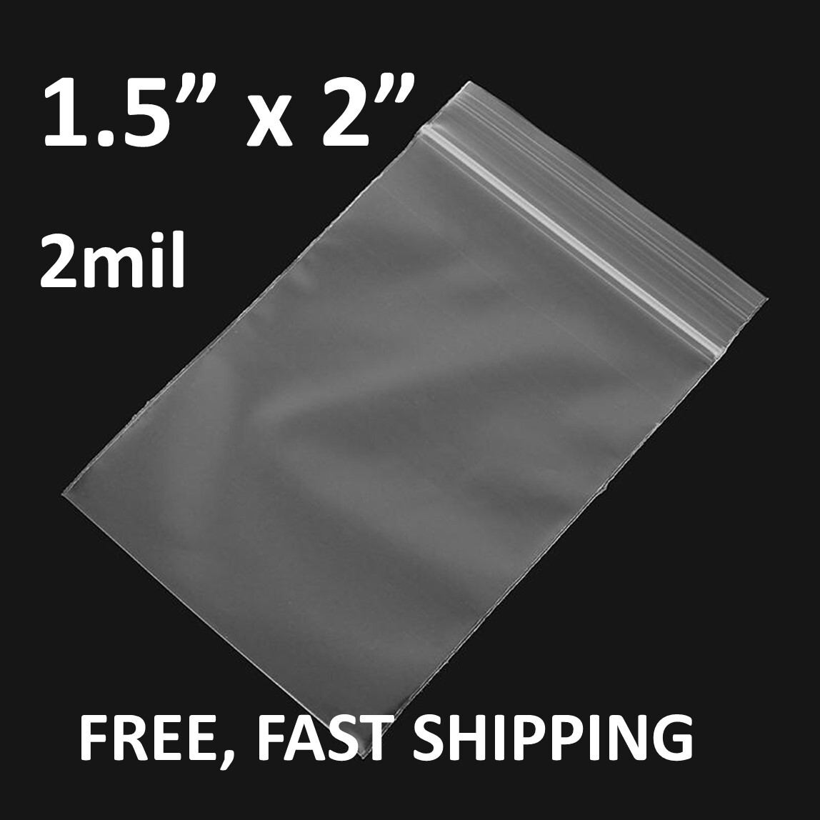 1.5″ x 2″ Clear 2 Mil Plastic Zip Seal Bag Reclosable Lock Top 2Mil Mini Baggies