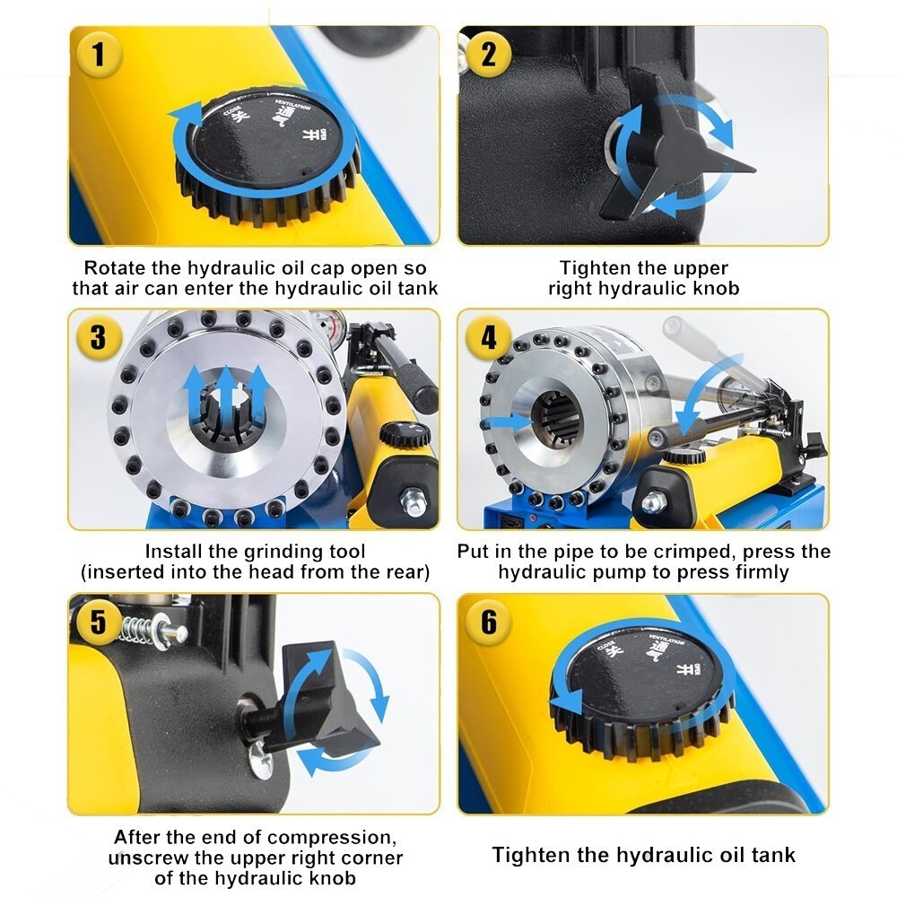 Portable Manual Crimping Tool 8 Molds Included 10mm to 31mm Size Unit