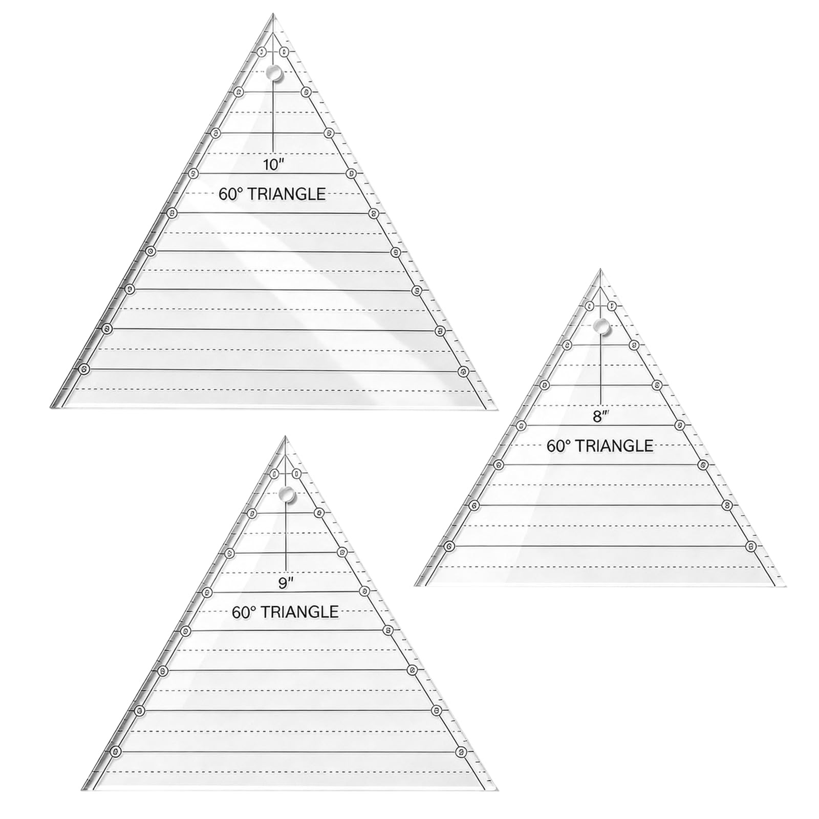 3 Pcs 60 Degree Triangle Ruler for Quilting, Quilting Templates Rulers 8 9 10…