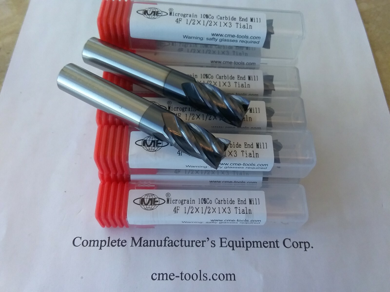 10pcs 1/2″ Tialn coated solid Carbide End Mills 4 Flt general machining #GM1006