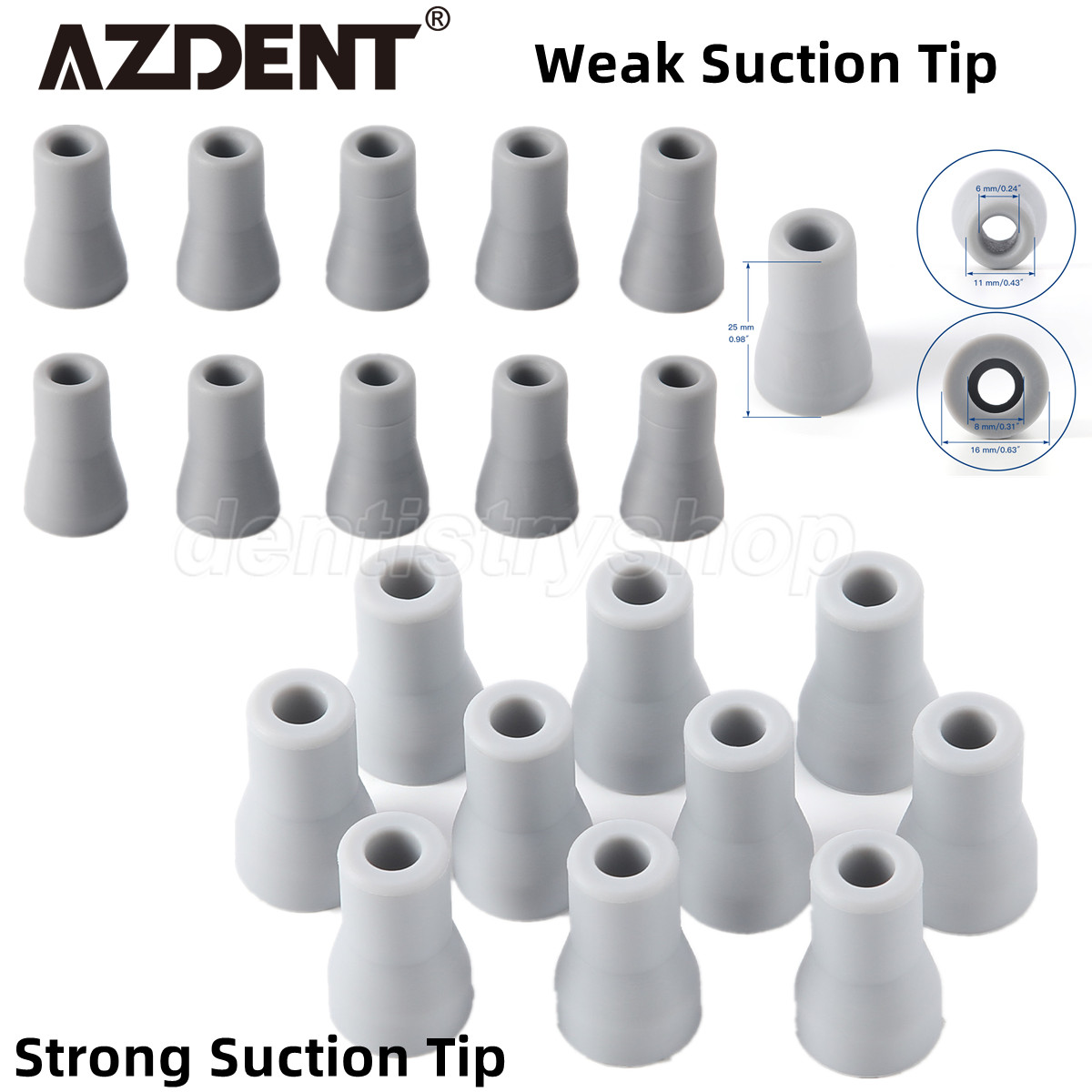 Dental Saliva Ejector Weak/Strong Suction Rubber Snap Tip Adapter Replacement