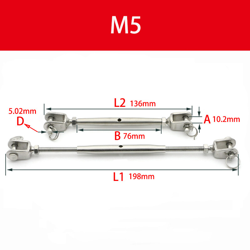 Turnbuckle Stainless Steel Marine-Grade 304 Stainless Steel Sailing Boat Rigging