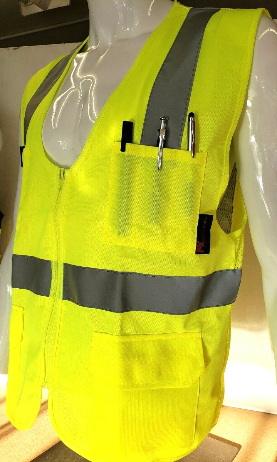 FX Safety Class 2 High Visibility Safety Vest: Solid Lime Front/ Mesh Back