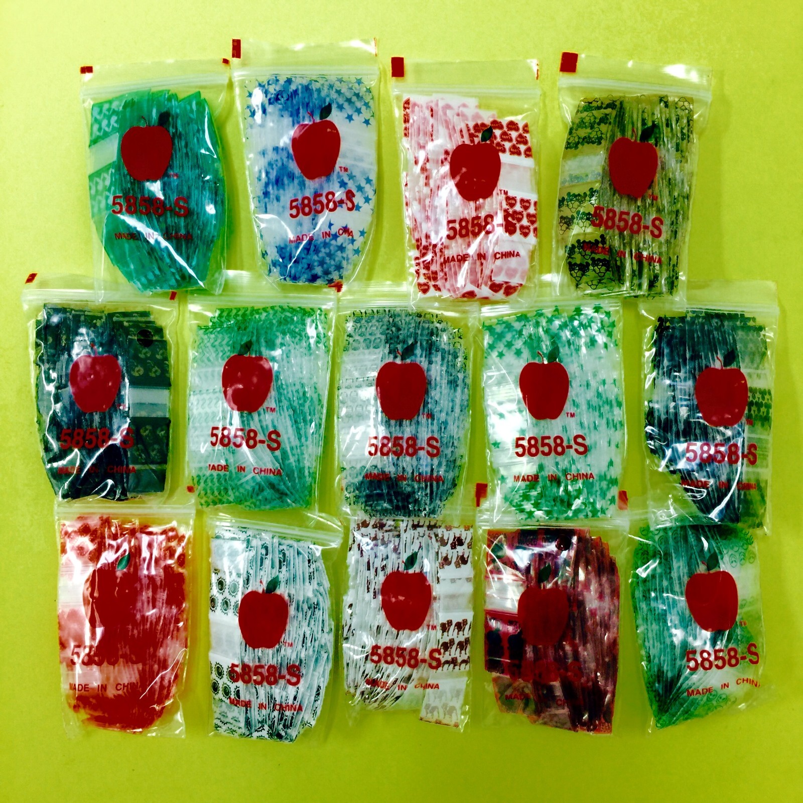 3838 MINI ZipSeal BAGS 10 DESIGN MIX 1000PCS OR CHOOSE 3/8″ X 3/8″, 👀Details🔽