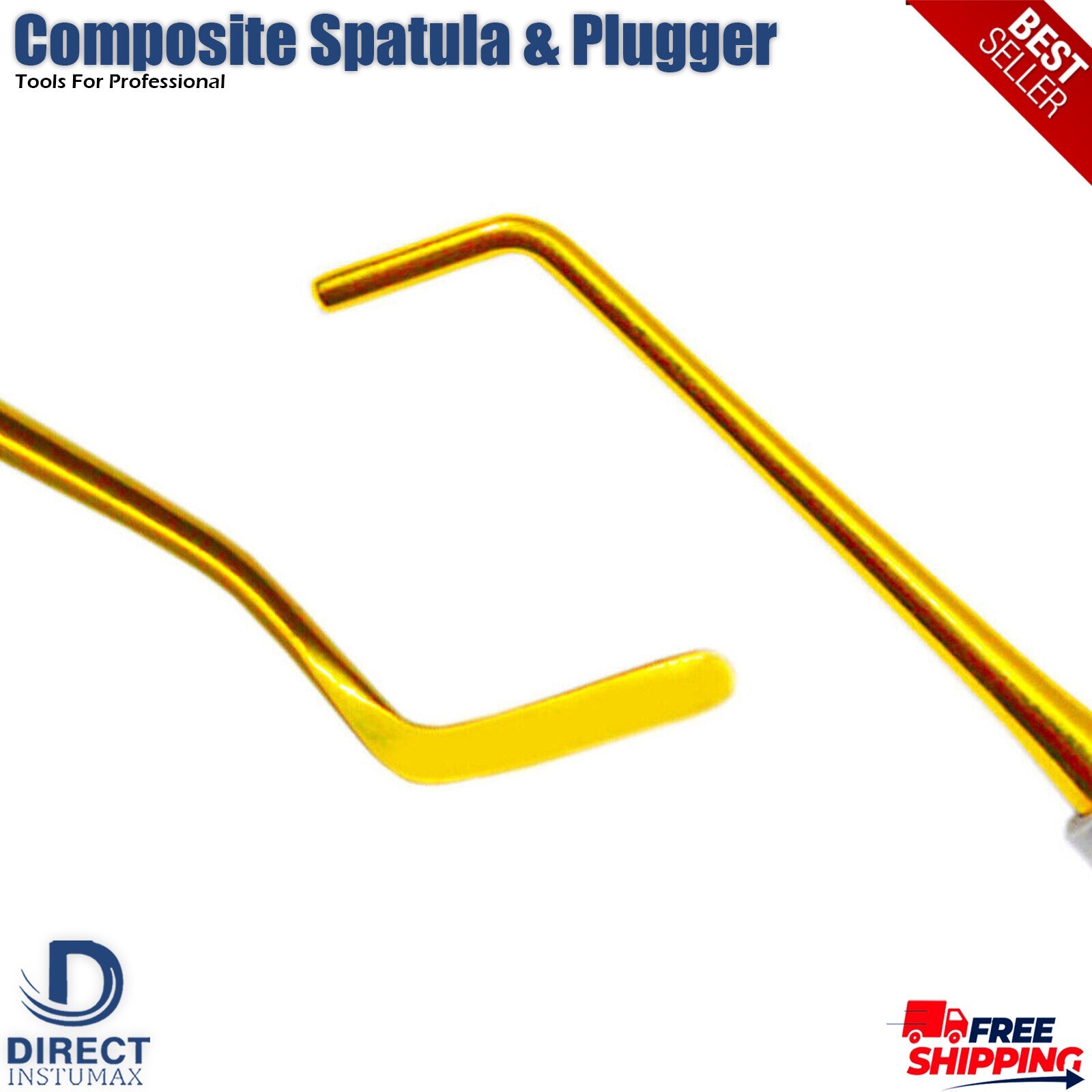4-PCS Dental Composite Filling Instruments Spatula & Plugger Titanium Gold Tips