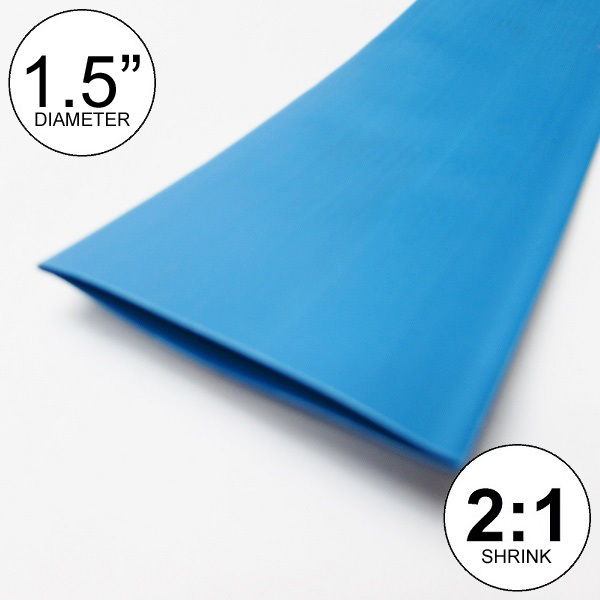 1.5″ ID Blue Heat Shrink Tube 2:1 ratio (8 inches) polyolefin foot/ft/to 40mm