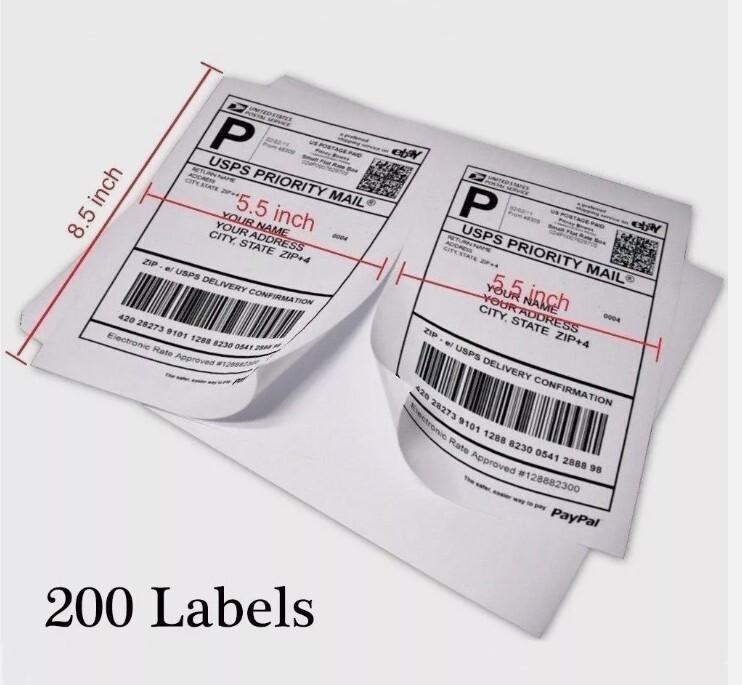 MFLABEL Inkjet Printers Half Sheet Self Adhesive Shipping Labels 100 Sheets