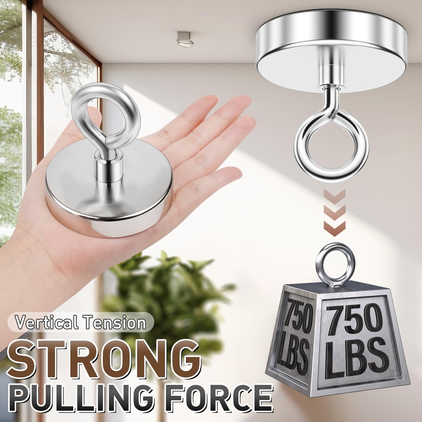 FINDMAG 2.95’’ Fishing Magnets, 750 LBS Pulling Force Neodymium Rare Earth