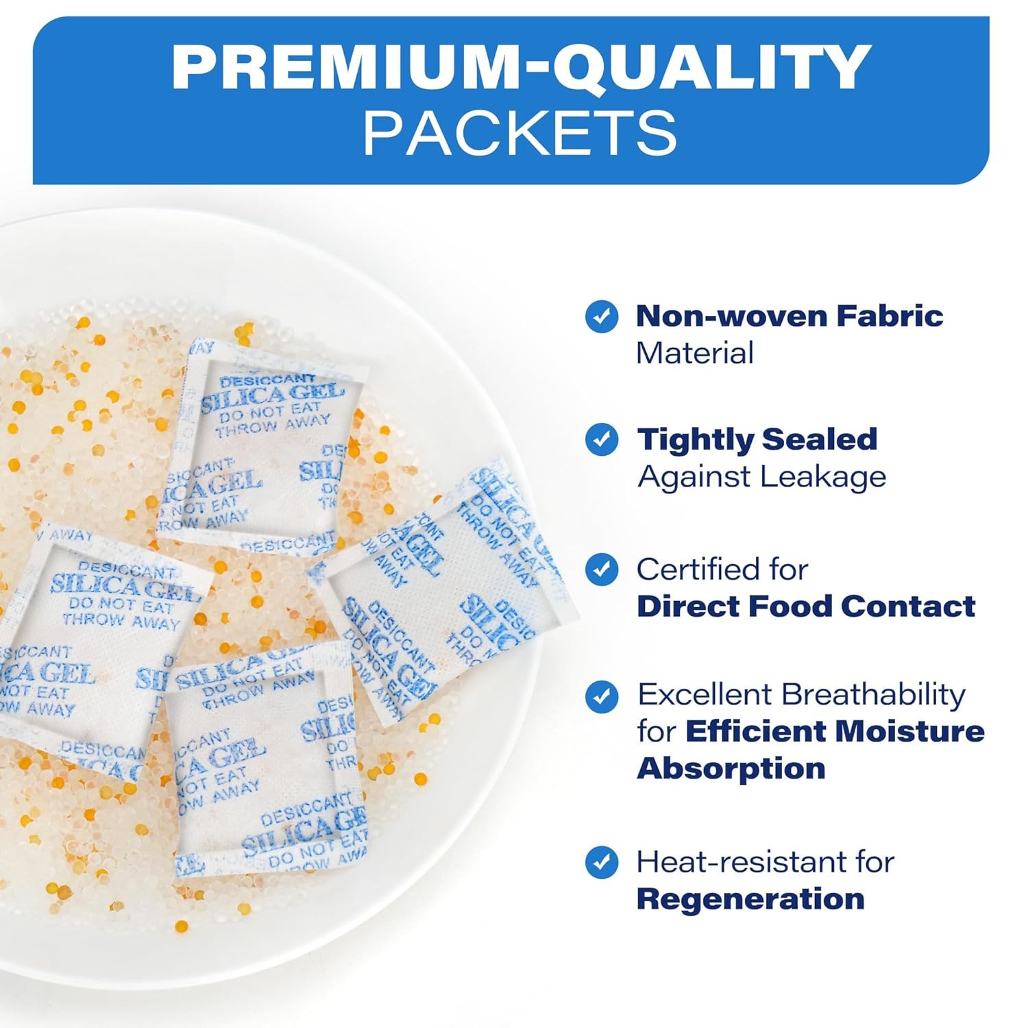 60 Packets 5 g Gram Silica Gel Desiccant Safe Moisture Absorber Drying Bags USA