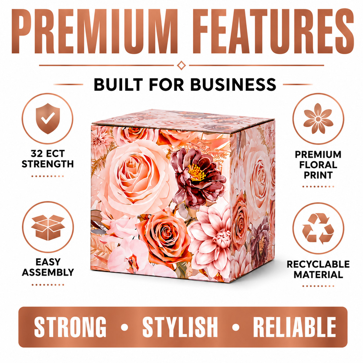 5x5x5 Floral Designer Shipping Boxes Boutique Gift Packaging 32 ECT