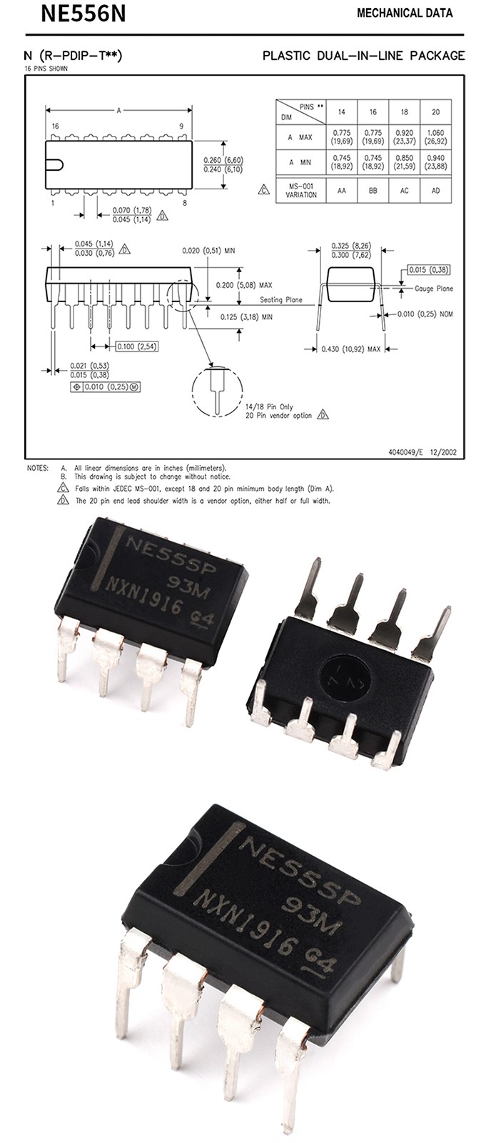 NE555P NE555 DIP-8 High Precision Oscillator Timer IC TI 555 10/20/50/100 pcs