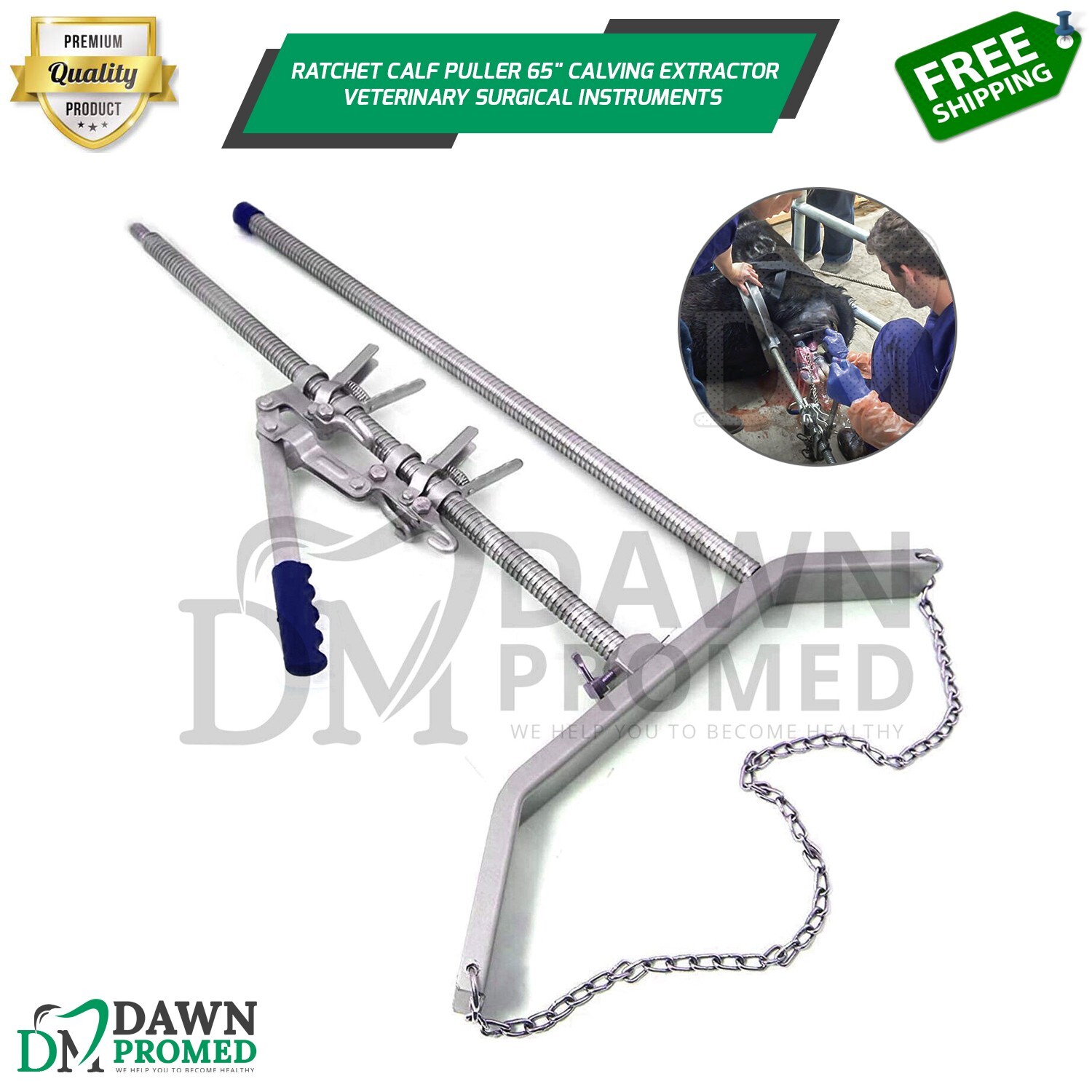Ratchet Calf Puller 65″ Calving Extractor Surgical Veterinary Inst German Grade