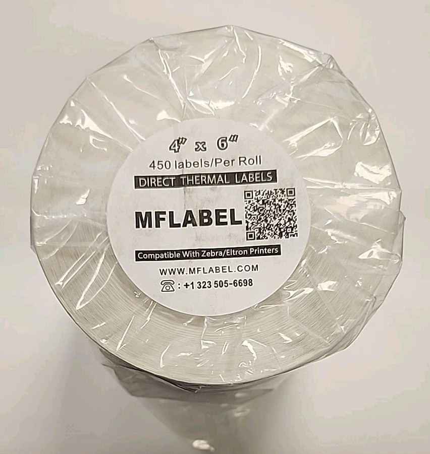 MFLABEL 4X6x450 Direct Thermal Shipping Labels. For Zebra & Eltron Printers