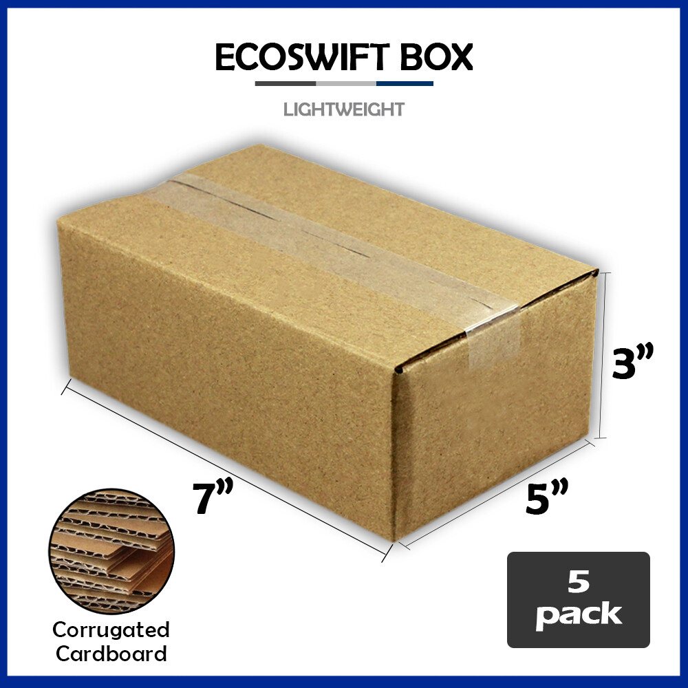5 7x5x3 “EcoSwift” Brand Cardboard Box Packing Mailing Shipping Corrugated