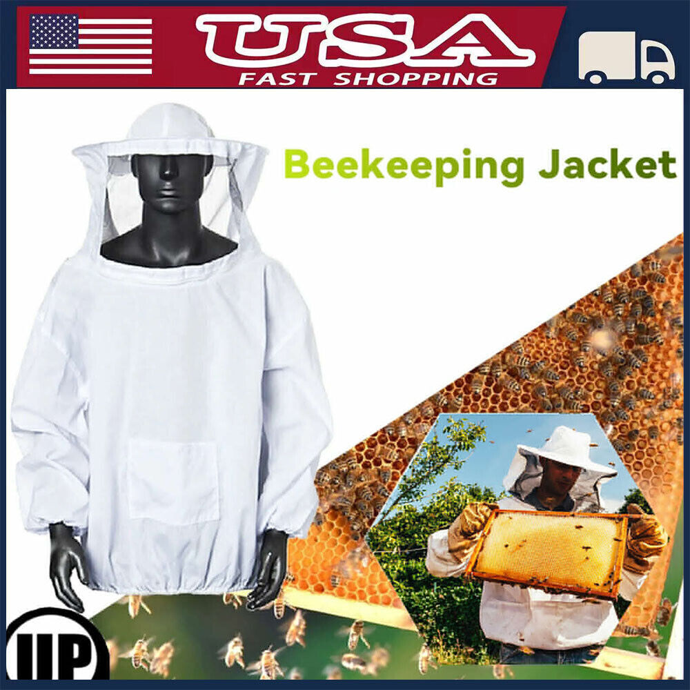 Bee Keeping Suit Jacket Smock Hat Protective Coat Veil Beekeeping Pull Tops Over
