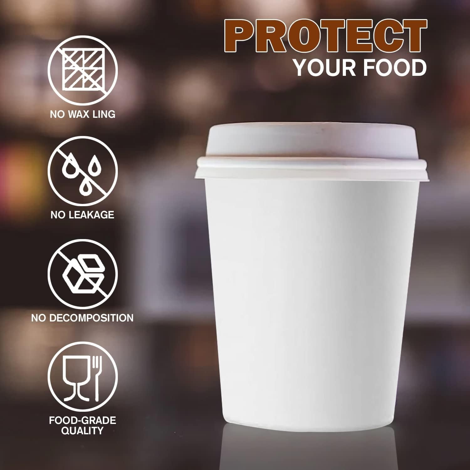 White Disposable Paper Coffee Cups with Lids 8 OZ, 50 Count For Hot Beverages…