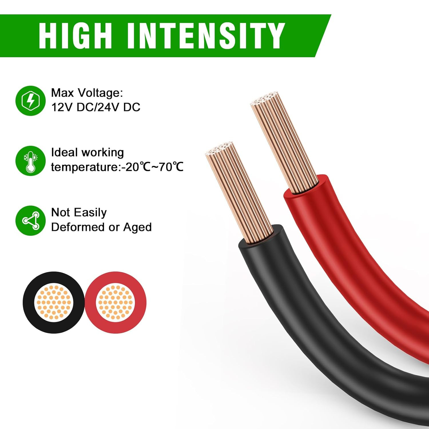 18 Gauge Wire 100FT, 2 Conductors Electrical Wire Red and Black Cable, Low